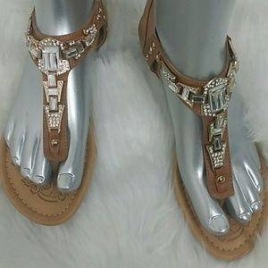 Brown Rhinestone Sandals